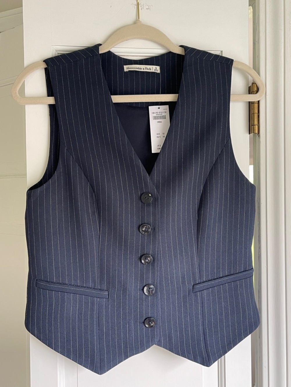 Abercrombie & Fitch Navy Pinstripe Tailored Vest